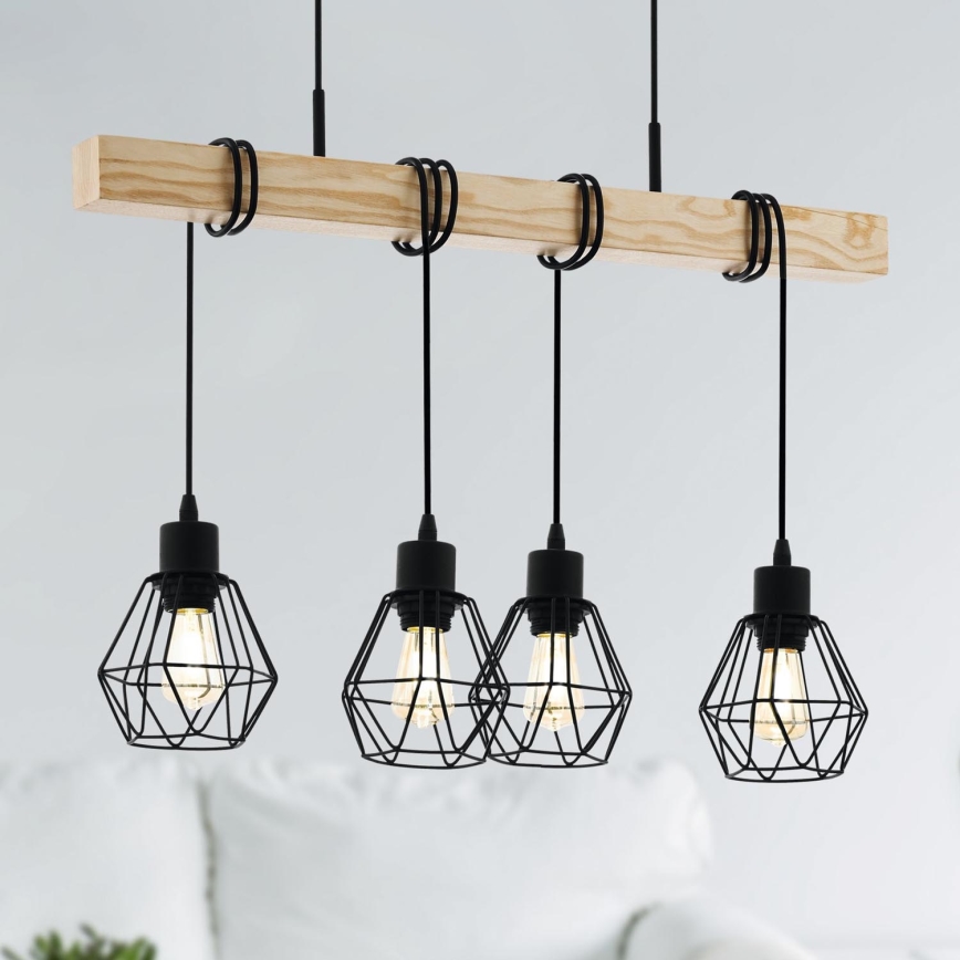 Eglo - Κρεμαστό φωτιστικό οροφής TOWNSHEND 4xE27/60W/230V