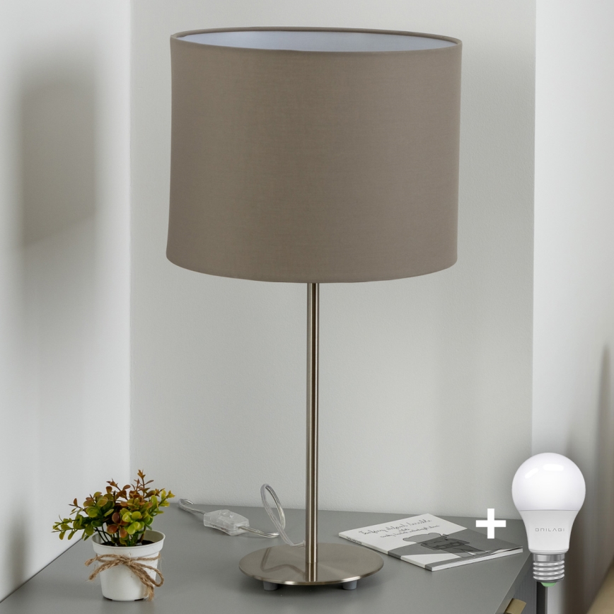 Eglo - LED  Eπιτραπέζιο φωτιστικό TUNJA 1xE27/60W/230V 38,5 cm ματ χρώμιο/taupe