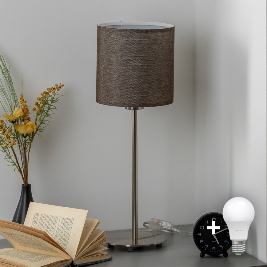 Eglo - LED  Eπιτραπέζιο φωτιστικό TUNJA 1xE27/60W/230V 38,5 cm ματ χρώμιο/καφέ