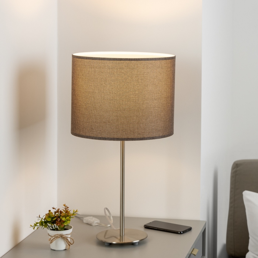 Eglo - LED  Eπιτραπέζιο φωτιστικό TUNJA 1xE27/60W/230V 38,5 cm ματ χρώμιο/καφέ