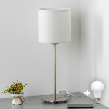 Eglo - LED  Eπιτραπέζιο φωτιστικό TUNJA 1xE27/60W/230V 38,5 cm ματ χρώμιο/λευκό