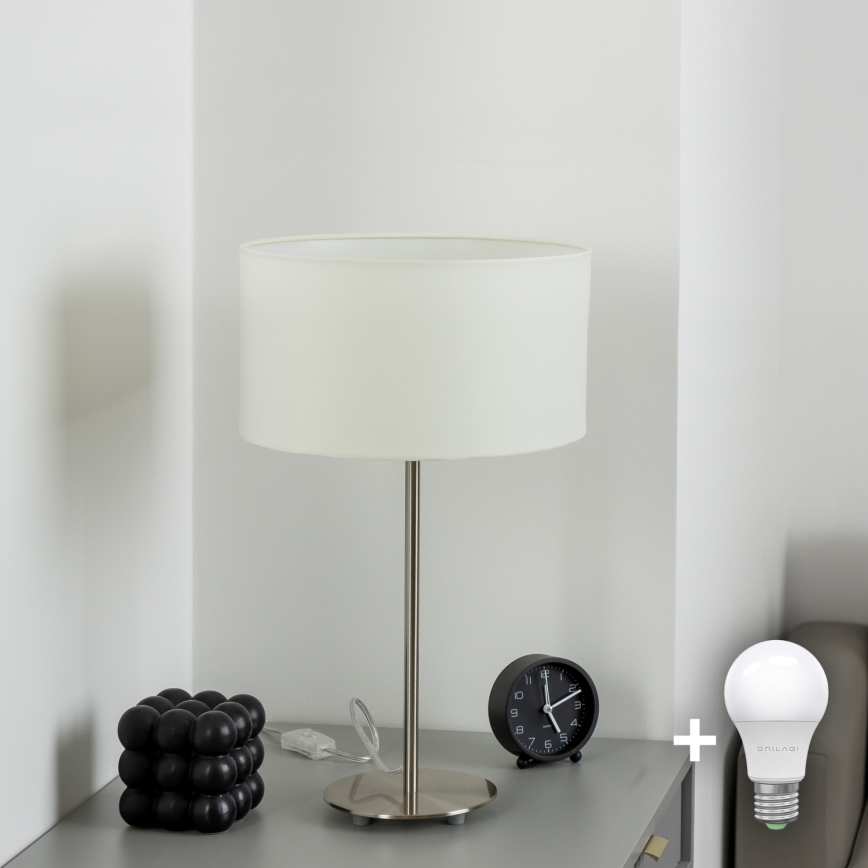 Eglo - LED  Eπιτραπέζιο φωτιστικό TUNJA 1xE27/60W/230V 38,5 cm ματ χρώμιο/λευκό
