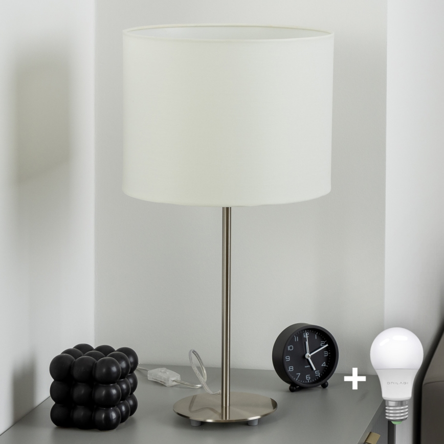 Eglo - LED  Eπιτραπέζιο φωτιστικό TUNJA 1xE27/60W/230V 38,5 cm ματ χρώμιο/λευκό