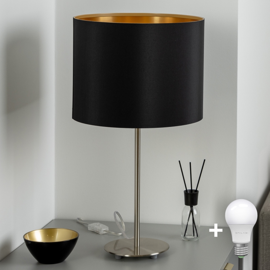 Eglo - LED  Eπιτραπέζιο φωτιστικό TUNJA 1xE27/60W/230V 38,5 cm ματ χρώμιο/μαύρο
