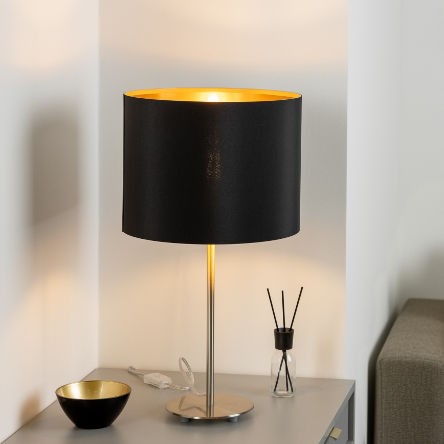 Eglo - LED  Eπιτραπέζιο φωτιστικό TUNJA 1xE27/60W/230V 38,5 cm ματ χρώμιο/μαύρο