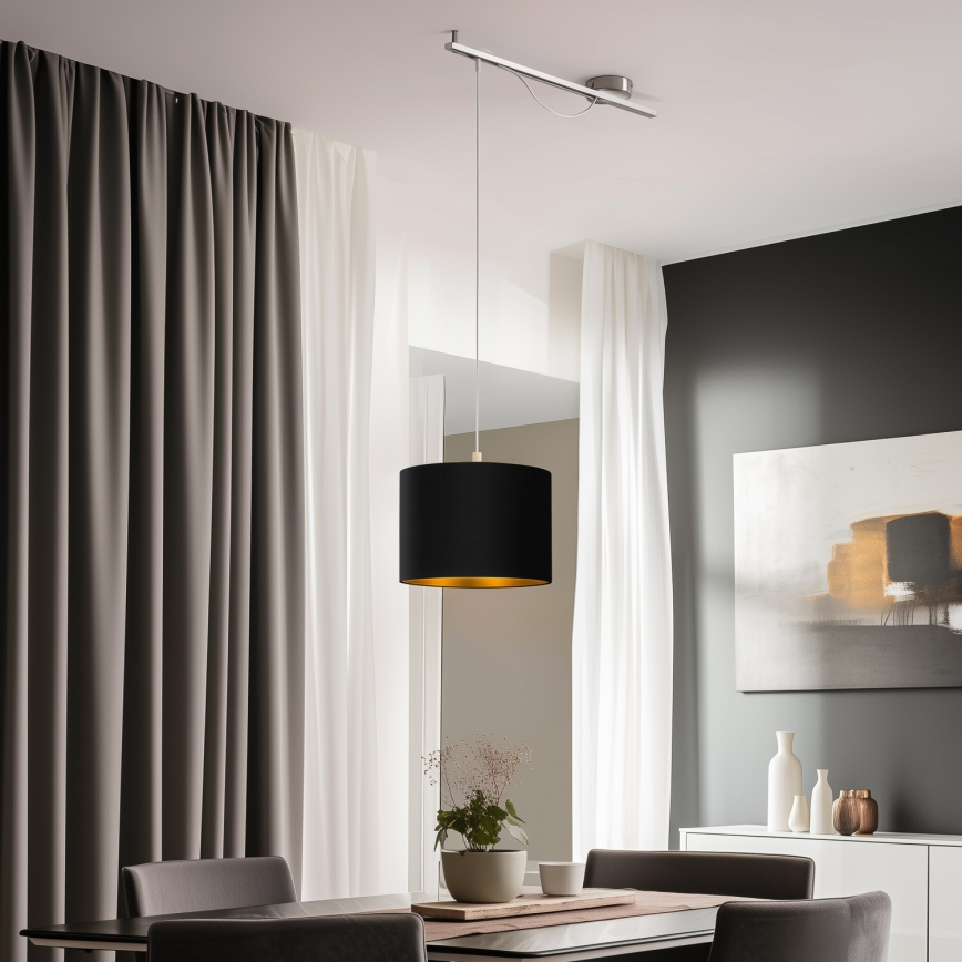 Eglo - LED Φωτιστικό οροφής με καλώδιο CALCENA 1xE27/60W/230V χρώμιο/μαύρο