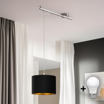 Eglo - LED Φωτιστικό οροφής με καλώδιο CALCENA 1xE27/60W/230V χρώμιο/μαύρο