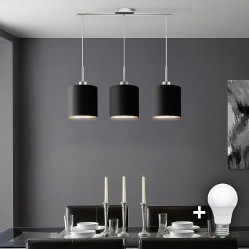 Eglo - LED Φωτιστικό οροφής με καλώδιο TUNJA 3xE27/60W/230V μαύρο