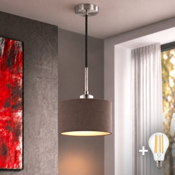 Eglo - LED κρεμαστό φωτιστικό σε καλώδιο TUNJA 1xE27/60W/230V Ø 20 cm καφέ/μαύρο