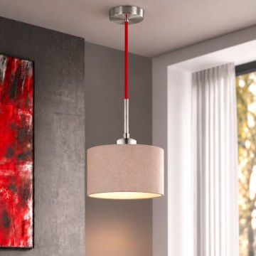 Eglo - LED κρεμαστό φωτιστικό σε καλώδιο TUNJA 1xE27/60W/230V διάμ. 20 cm μπεζ/κόκκινο