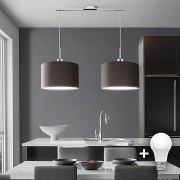 Eglo - LED  Κρεμαστό φωτιστικό σε καλώδιο TUNJA 2xE27/60W/230V καφέ