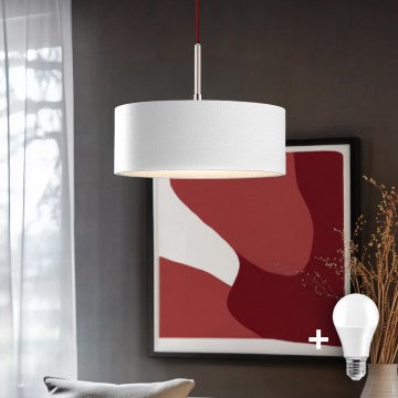 Eglo - LED κρεμαστό φωτιστικό με καλώδιο TUNJA 1xE27/60W/230V λευκό