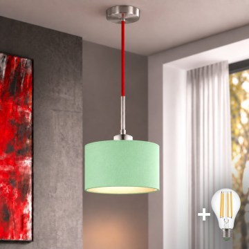 Eglo - LED κρεμαστό φωτιστικό με καλώδιο TUNJA 1xE27/60W/230V διάμ. 20 cm πράσινο/κόκκινο