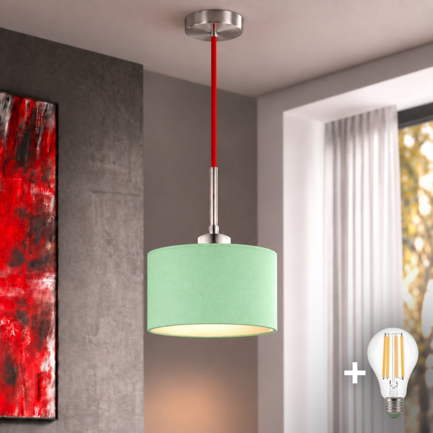 Eglo - LED κρεμαστό φωτιστικό με καλώδιο TUNJA 1xE27/60W/230V διάμ. 20 cm πράσινο/κόκκινο