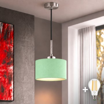 Eglo - LED κρεμαστό φωτιστικό με καλώδιο TUNJA 1xE27/60W/230V διάμ. 20 cm πράσινο/μαύρο
