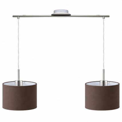 Eglo - LED κρεμαστό φωτιστικό με καλώδιο TUNJA 2xE27/60W/230V ματ χρώμιο/καφέ