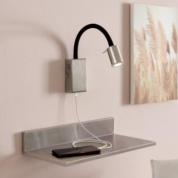 Eglo - LED Σποτ τοίχου με φορτιστή USB 1xLED/3,5W/230V ματ χρώμιο