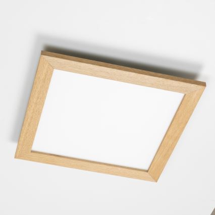Eglo - LED RGB ρυθμιζόμενο επιφανειακό πάνελ SALOBRENA-C WOOD LED/40W/230V 2700-6500K 49,5x49,5 cm καφέ + τηλεχειριστήριο