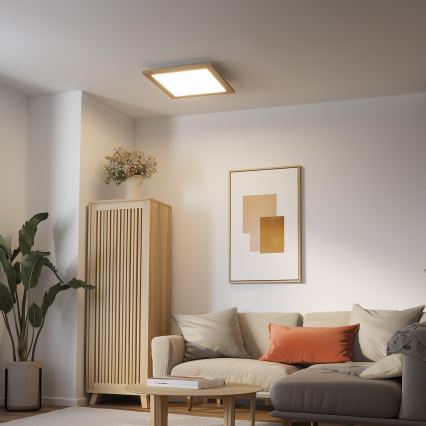 Eglo - LED RGB ρυθμιζόμενο επιφανειακό πάνελ SALOBRENA-C WOOD LED/40W/230V 2700-6500K 49,5x49,5 cm καφέ + τηλεχειριστήριο