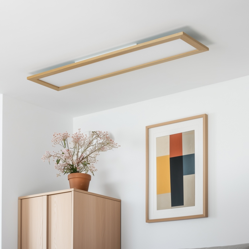 Eglo - LED RGBW Dimming σταθερό/χωνευτό panel SALOBRENA-C WOOD LED/34W/230V 2700-6500K 34x124 cm καφέ + τηλεχειριστήριο