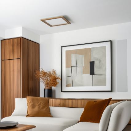 Eglo - LED RGBW Ρυθμιζόμενο φωτιστικό οροφής SALOBRENA-C WOOD LED/21W/230V 2700-6500K 49,5x49,5 εκ. καφέ + τηλεχειριστήριο