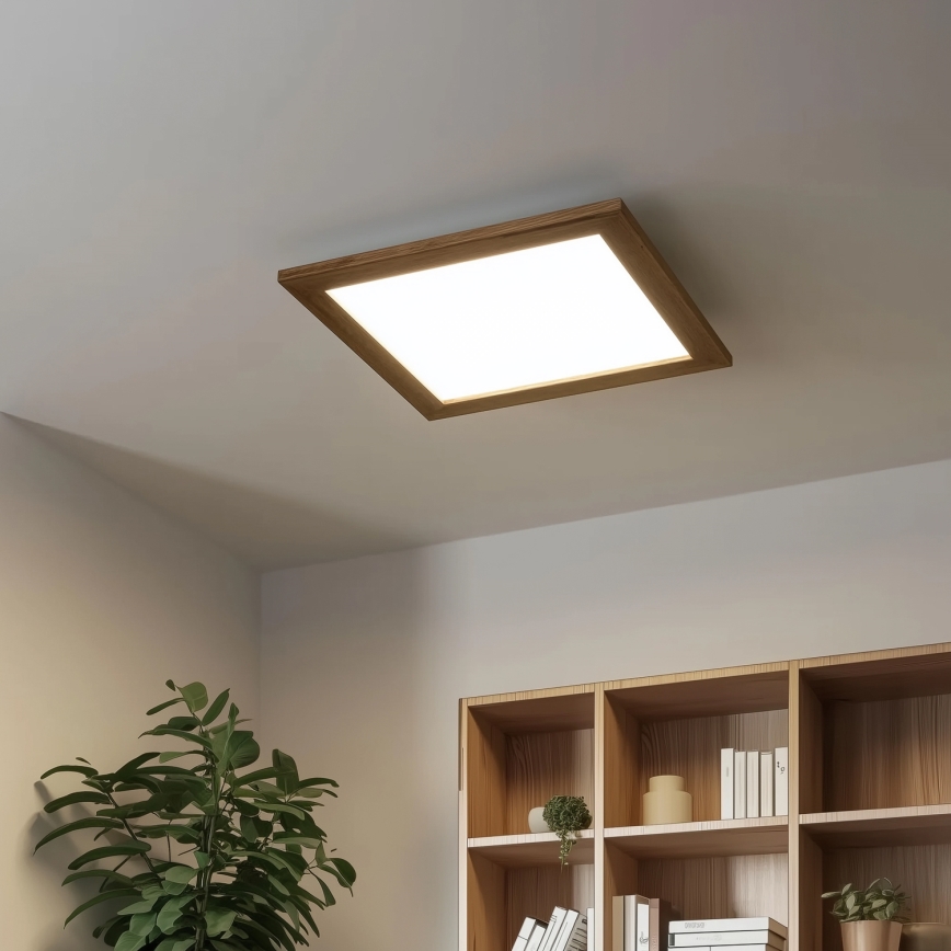 Eglo - LED RGBW Ρυθμιζόμενο φωτιστικό οροφής SALOBRENA-C WOOD LED/21W/230V 2700-6500K 49,5x49,5 εκ. καφέ + τηλεχειριστήριο
