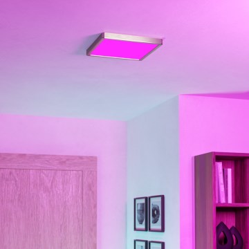 Eglo - LED RGBW ρυθμιζόμενο φωτιστικό οροφής για μπάνιο LED/13,5W/230V 2700-6500K 29,5x29,5 cm IP44 ματ χρώμιο