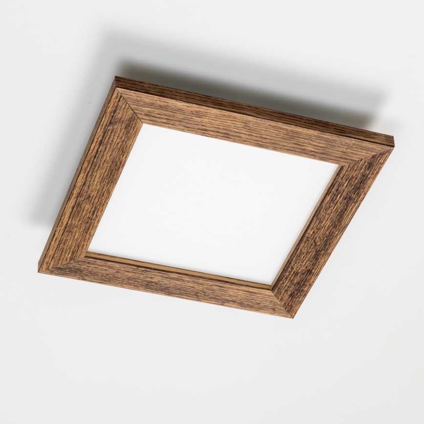 Eglo - LED RGBW Ρυθμιζόμενο επιφανειακό πάνελ SALOBRENA-C WOOD LED/16W/230V 2700-6500K 34x34 cm καφέ + τηλεχειριστήριο
