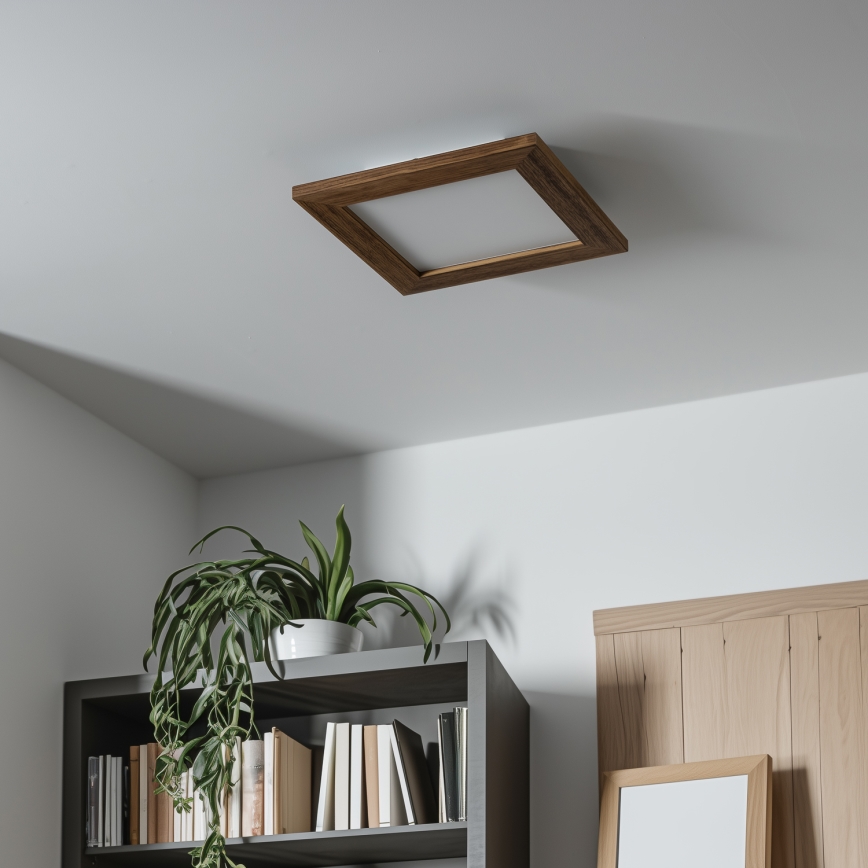 Eglo - LED RGBW Ρυθμιζόμενο επιφανειακό πάνελ SALOBRENA-C WOOD LED/16W/230V 2700-6500K 34x34 cm καφέ + τηλεχειριστήριο