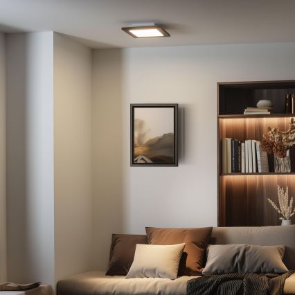 Eglo - Επιφανειακό ρυθμιζόμενο πάνελ LED RGBW SALOBRENA-C WOOD LED/16W/230V 2700-6500K 34x34 cm σκούρο καφέ + τηλεχειριστήριο