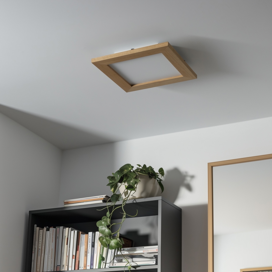 Eglo - LED RGBW Πλαφονιέρα οροφής ντιμαριζόμενη SALOBRENA-C WOOD LED/16W/230V 2700-6500K 34x34 cm καφέ + τηλεχειριστήριο