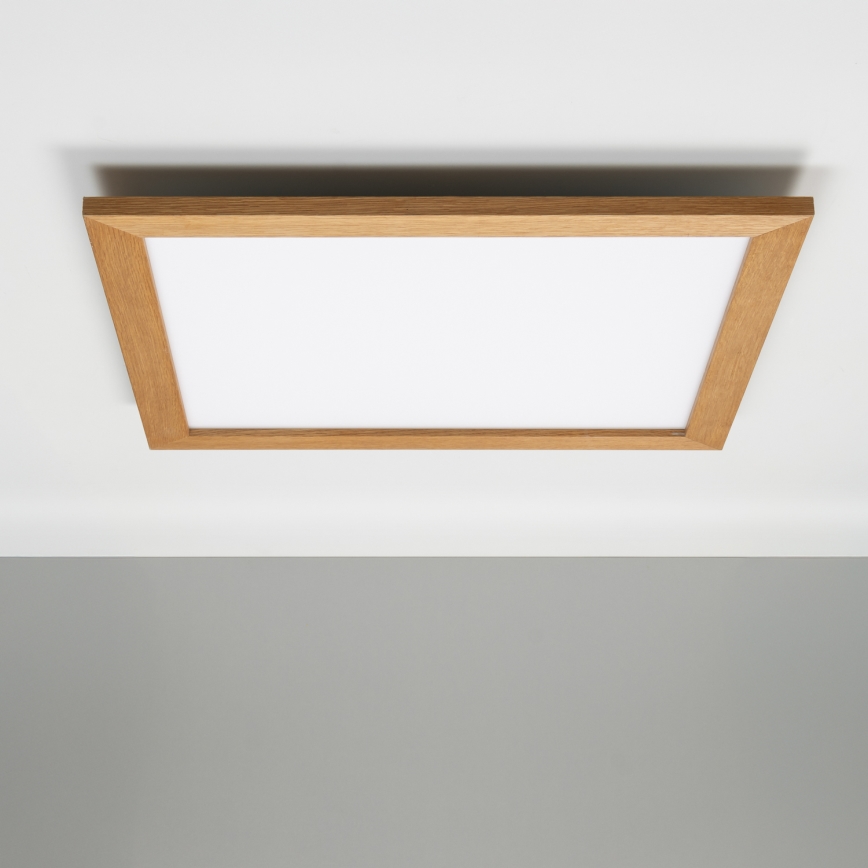 Eglo - LED RGBW Πλαφονιέρα οροφής ντιμαριζόμενη SALOBRENA-C WOOD LED/30,5W/230V 2700-6500K 64x64 cm καφέ + τηλεχειριστήριο