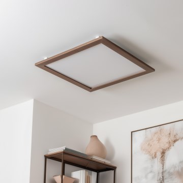 Eglo - LED RGBW Πλαφονιέρα οροφής ντιμαριζόμενη SALOBRENA-C WOOD LED/34W/230V 2700-6500K 64x64 cm σκούρο καφέ + τηλεχειριστήριο