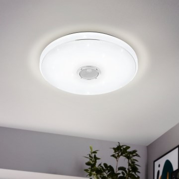Eglo - LED RGBW Φωτιστικό οροφής μπάνιου dimming με ηχείο LED/19W/230V 3000-6500K IP44 διάμετρος 39 cm λευκό + τηλεχειριστήριο