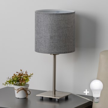 Eglo - LED Επιτραπέζιο φωτιστικό TUNJA 1xE27/60W/230V 26,5 cm ματ χρώμιο/γκρι