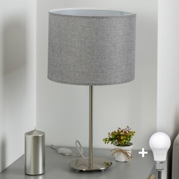 Eglo - LED Επιτραπέζιο φωτιστικό TUNJA 1xE27/60W/230V 38,5 εκ. ματ χρώμιο/γκρι