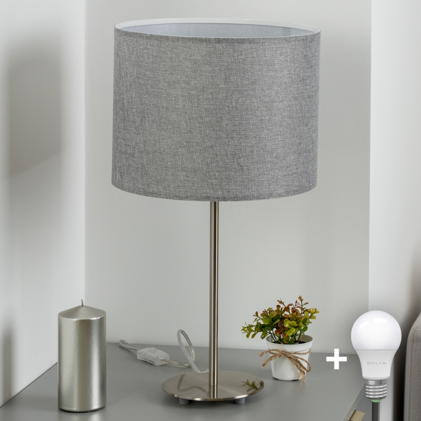 Eglo - LED Επιτραπέζιο φωτιστικό TUNJA 1xE27/60W/230V 38,5 εκ. ματ χρώμιο/γκρι