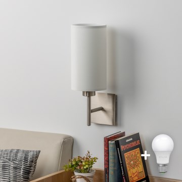 Eglo - LED Επιτοίχιο φωτιστικό TUNJA 1xE27/60W/230V ματ χρώμιο/λευκό