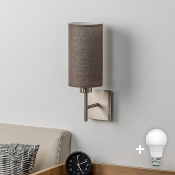 Eglo - LED Επιτοίχιο φωτιστικό TUNJA 1xE27/60W/230V ματ χρώμιο/καφέ