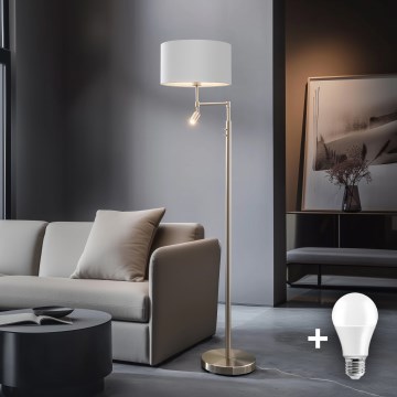 Eglo - LED Επιδαπέδιο Φωτιστικό TUNJA 1xE27/60W/230V + LED/2,1W, διάμ. 38 εκ., ματ χρώμιο/λευκό