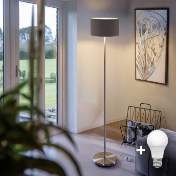 Eglo - LED  Επιδαπέδιο φωτιστικό TUNJA 1xE27/60W/230V ματ χρώμιο/taupe