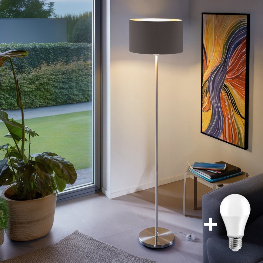 Eglo - LED  Επιδαπέδιο φωτιστικό TUNJA 1xE27/60W/230V ματ χρώμιο/taupe