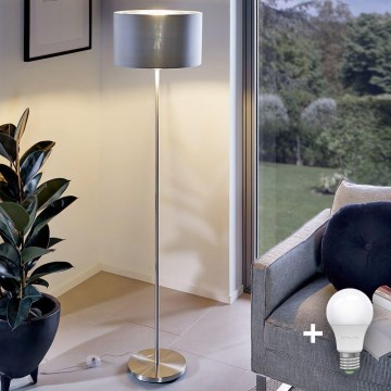 Eglo - LED  Επιδαπέδιο φωτιστικό TUNJA 1xE27/60W/230V ματ χρώμιο/γκρι