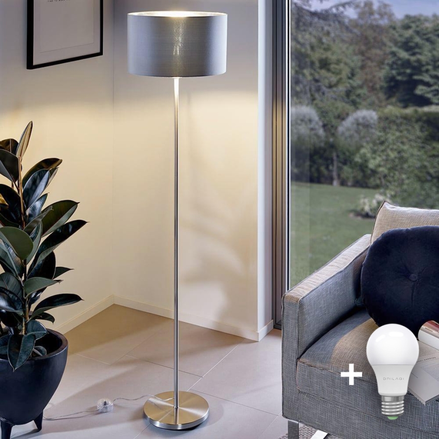 Eglo - LED  Επιδαπέδιο φωτιστικό TUNJA 1xE27/60W/230V ματ χρώμιο/γκρι
