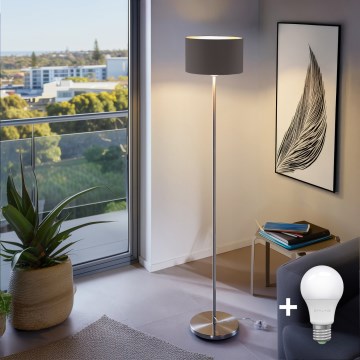 Eglo - LED  Επιδαπέδιο φωτιστικό TUNJA 1xE27/60W/230V ματ χρώμιο/καφέ