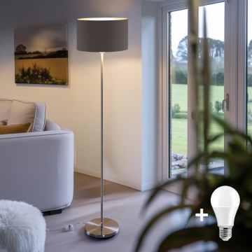 Eglo - LED  Επιδαπέδιο φωτιστικό TUNJA 1xE27/60W/230V ματ χρώμιο/καφέ