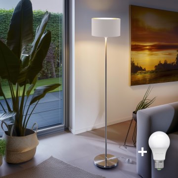 Eglo - LED  Επιδαπέδιο φωτιστικό TUNJA 1xE27/60W/230V ματ χρώμιο/λευκό