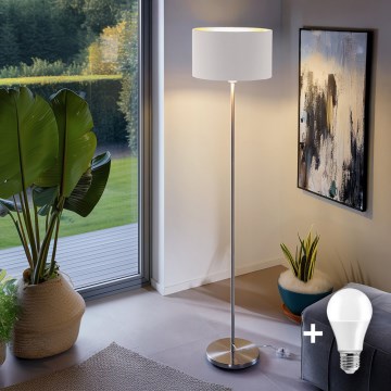 Eglo - LED  Επιδαπέδιο φωτιστικό TUNJA 1xE27/60W/230V ματ χρώμιο/λευκό