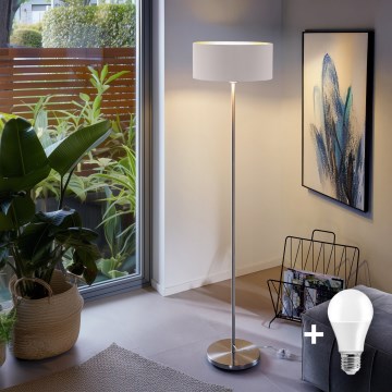 Eglo - LED  Επιδαπέδιο φωτιστικό TUNJA 1xE27/60W/230V ματ χρώμιο/λευκό