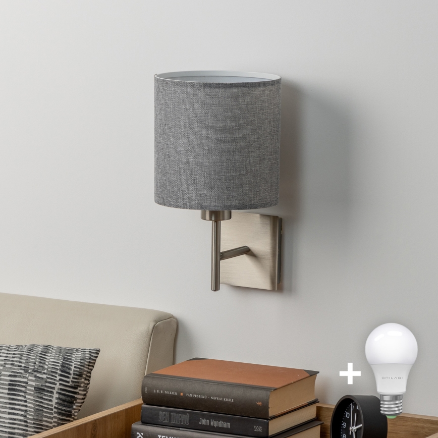 Eglo - LED Επιτοίχιο φωτιστικό TUNJA 1xE27/60W/230V ματ χρώμιο/γκρι